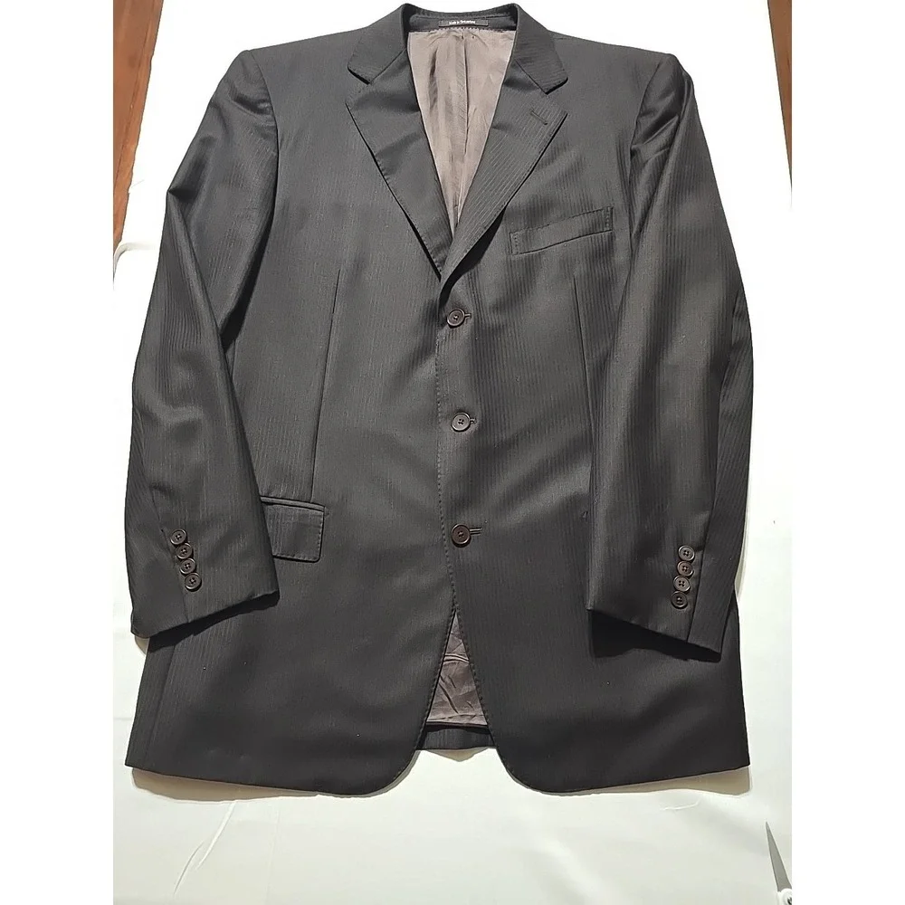 Ermenegildo Zegna Milano Trofeo 56L Dark Brown Stripe Wool Sport Coat